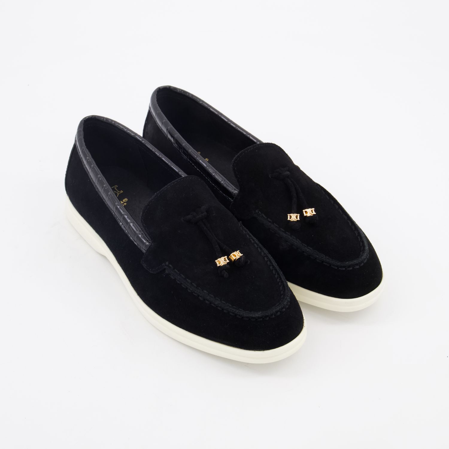 Black Faux Suede Gasil Loafers 3