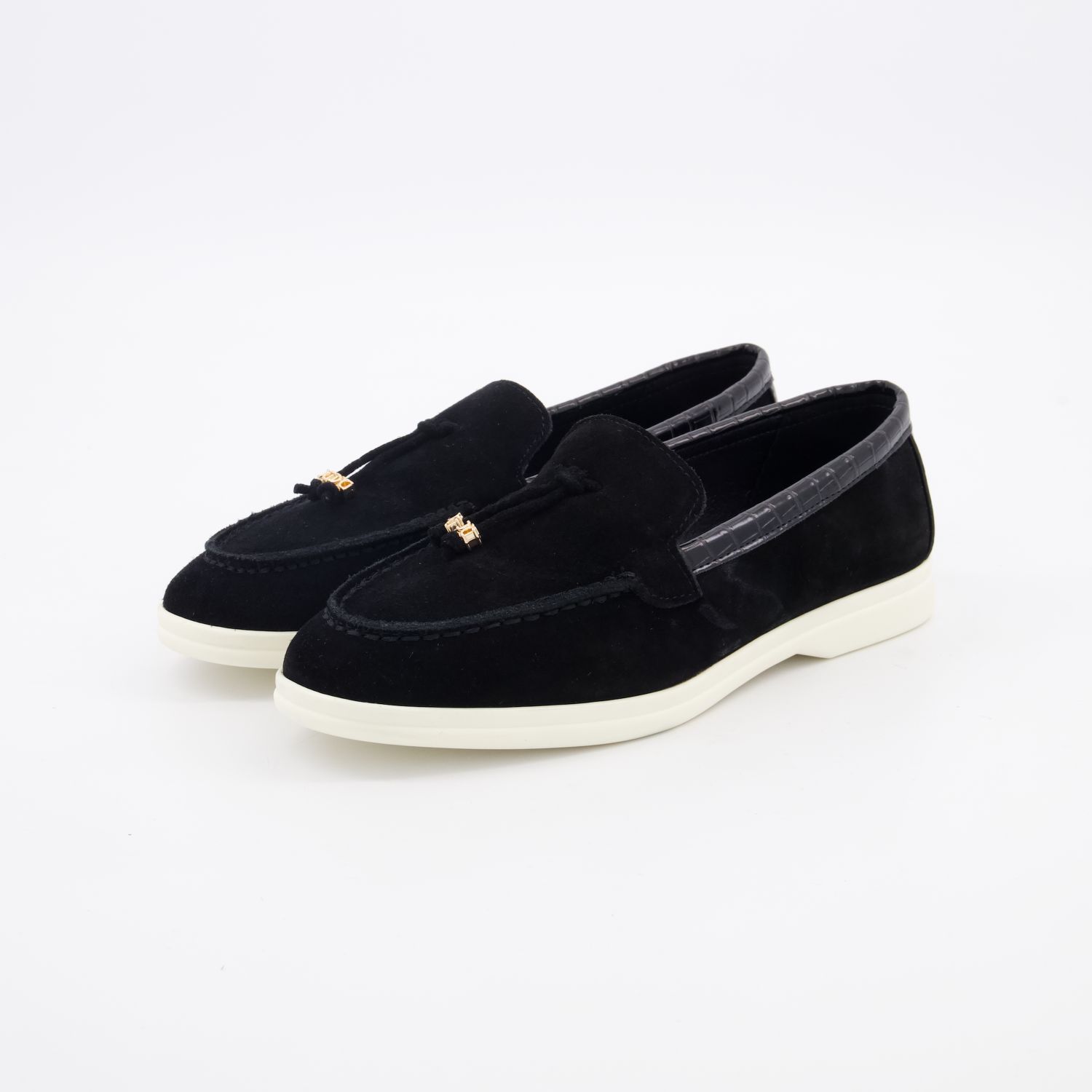 Black Faux Suede Gasil Loafers