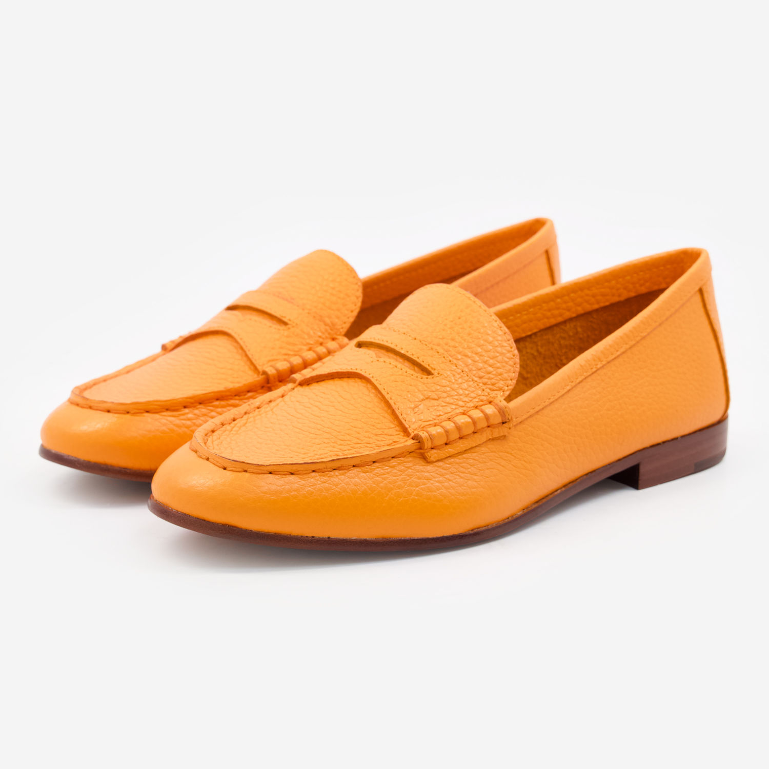 Orange Leather Loafers