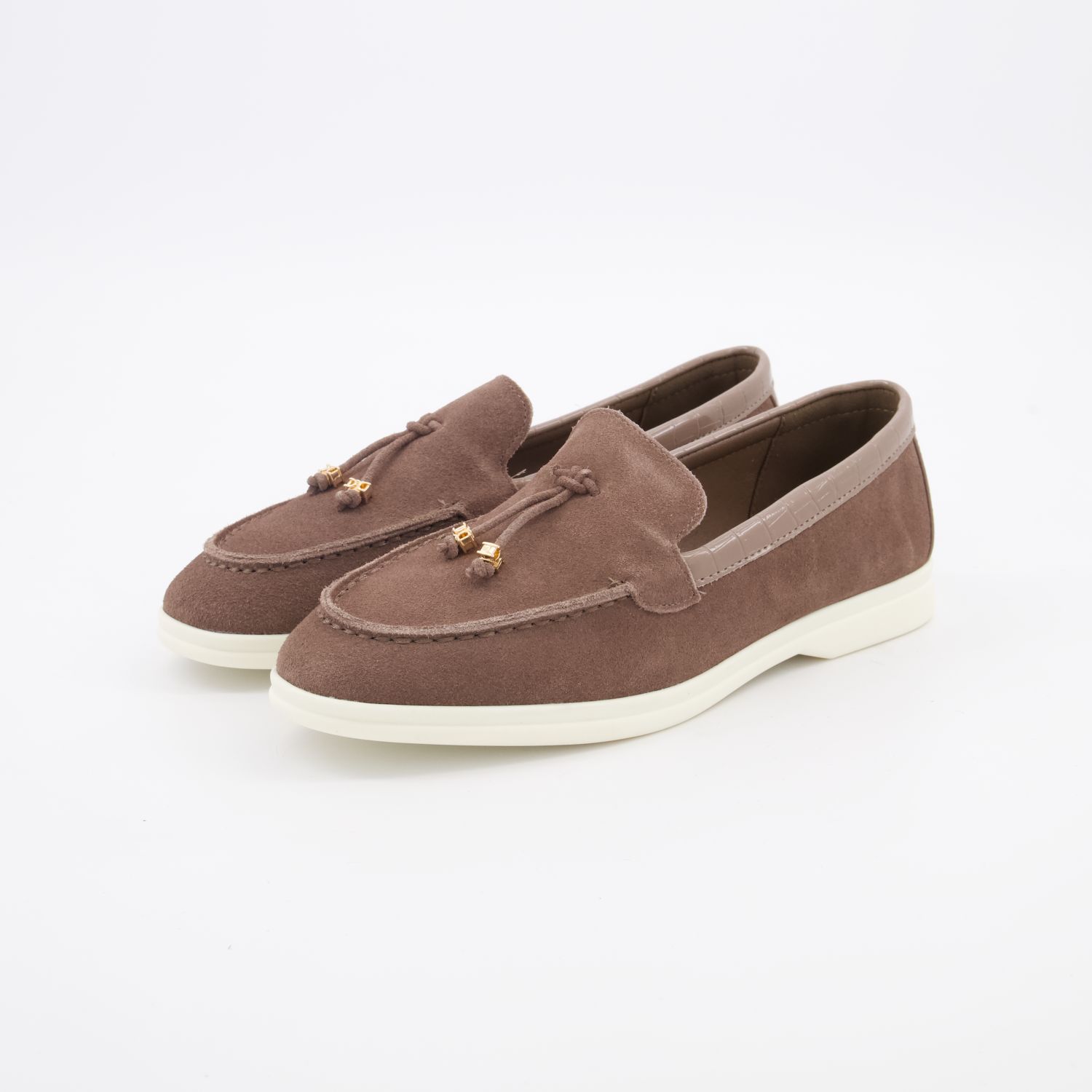 Taupe Faux Suede Gasil Loafers