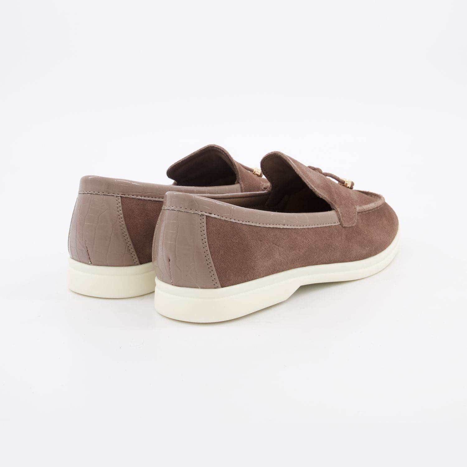 Taupe Faux Suede Gasil Loafers 2