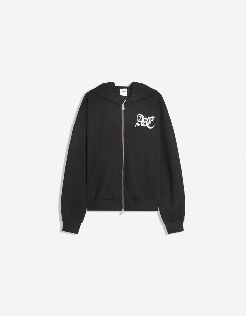 Waffle Embroidered Hoodie