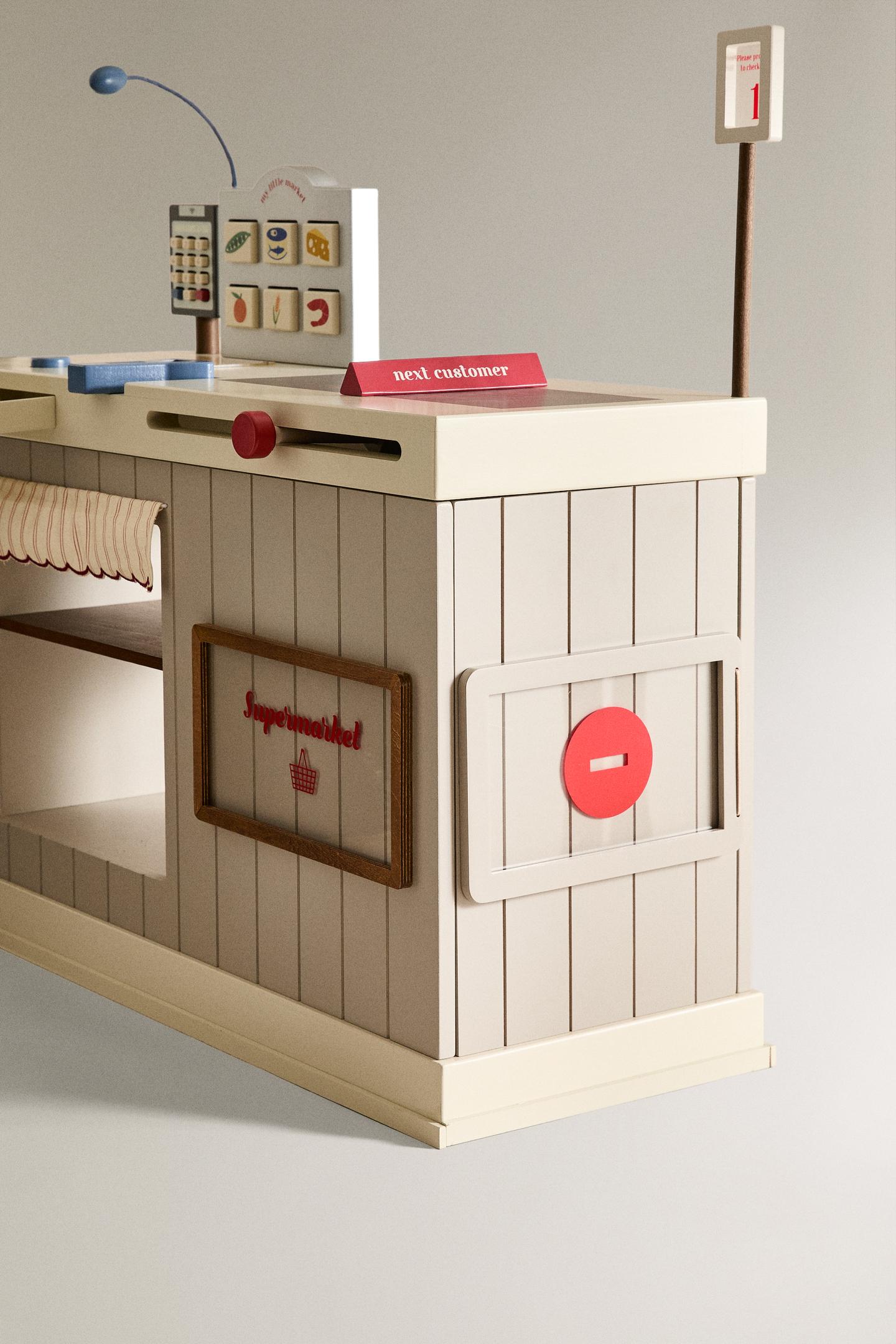 Children's Wooden Supermarket Till & Checkout Play Set 4
