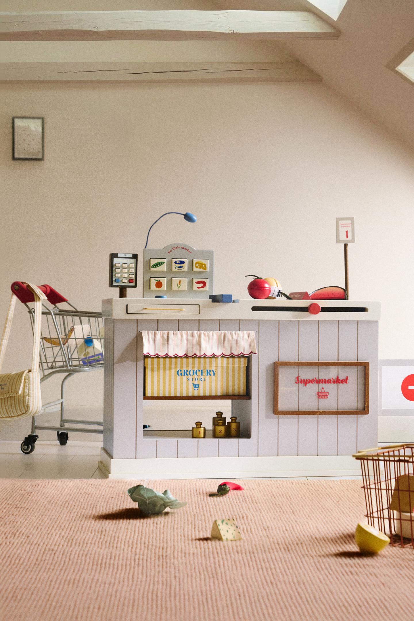 Children's Wooden Supermarket Till & Checkout Play Set 5