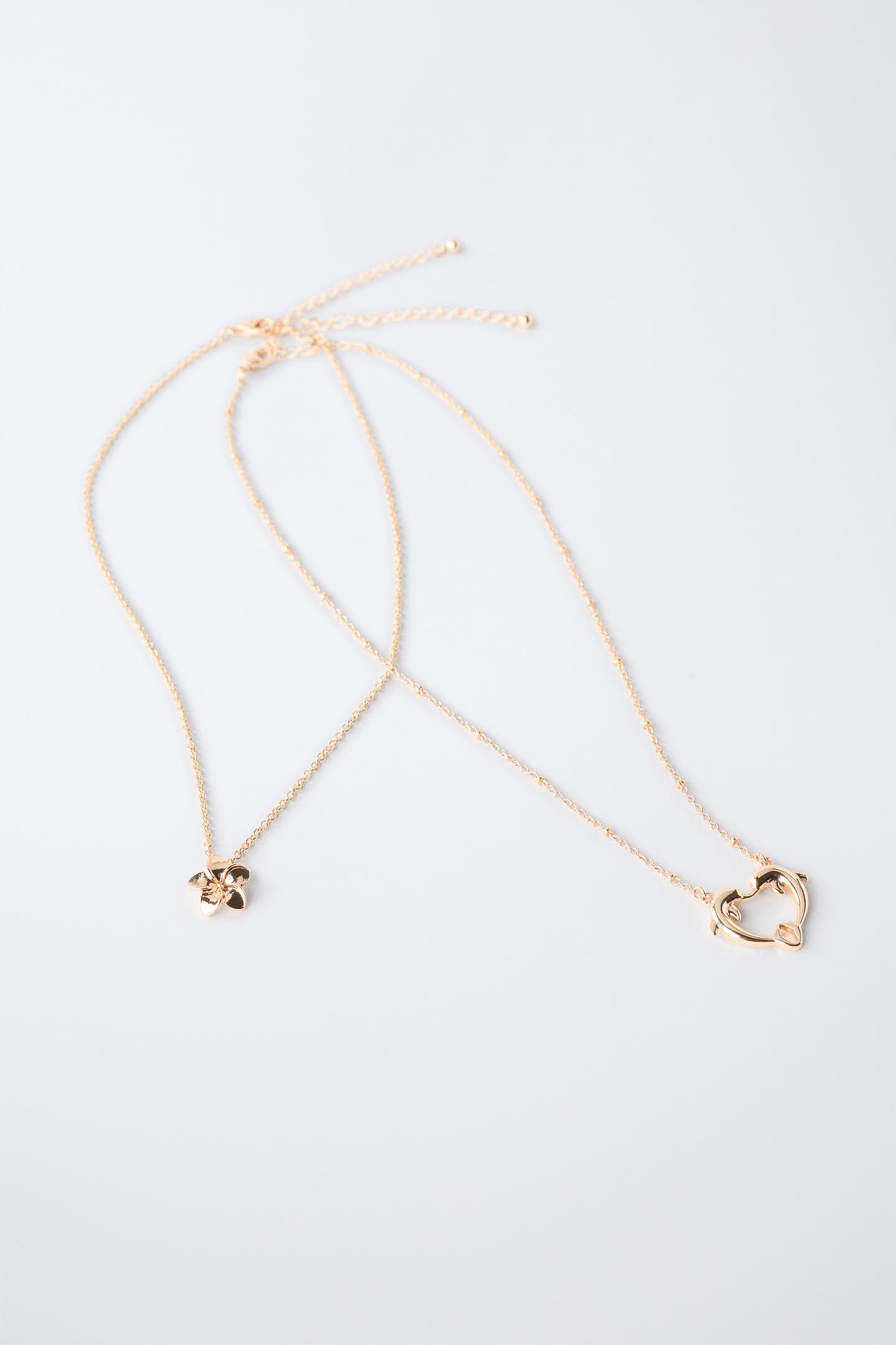 Gold Layered Heart & Floral Charm Necklace 4