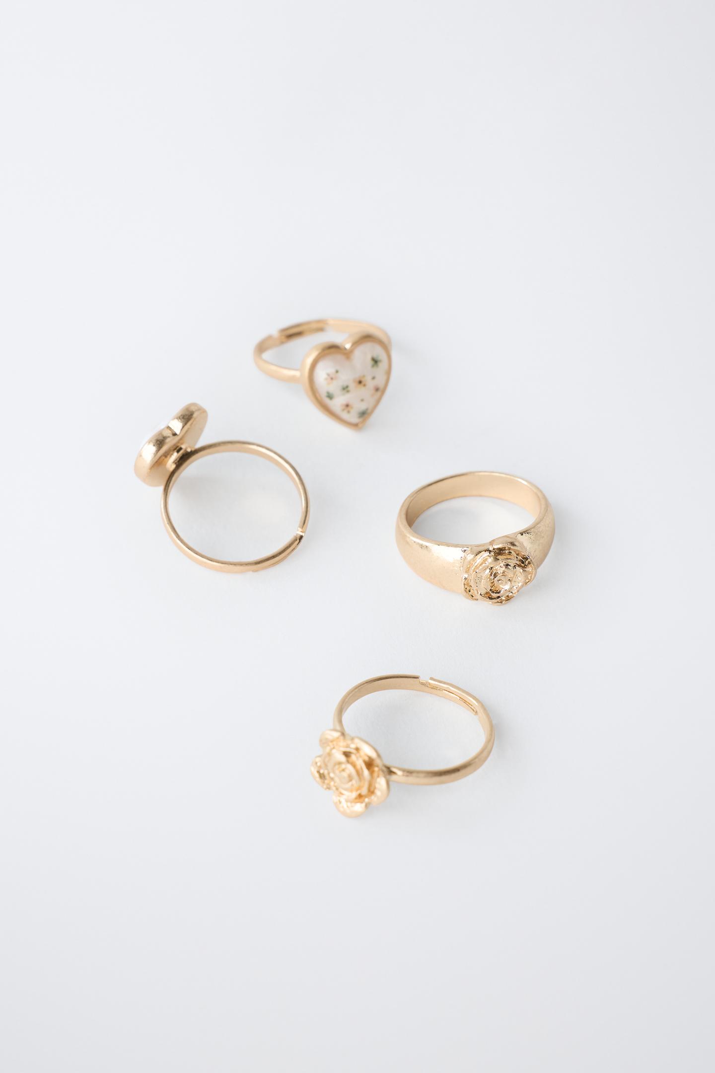 Vintage Floral Gold-Tone Ring Set 3