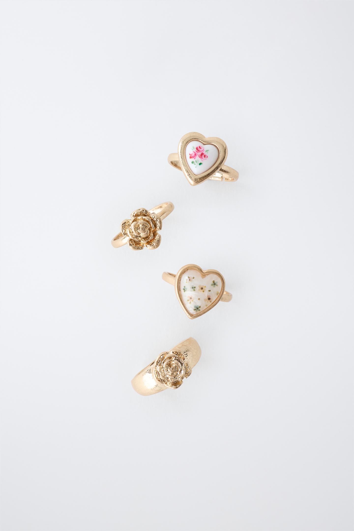 Vintage Floral Gold-Tone Ring Set 4
