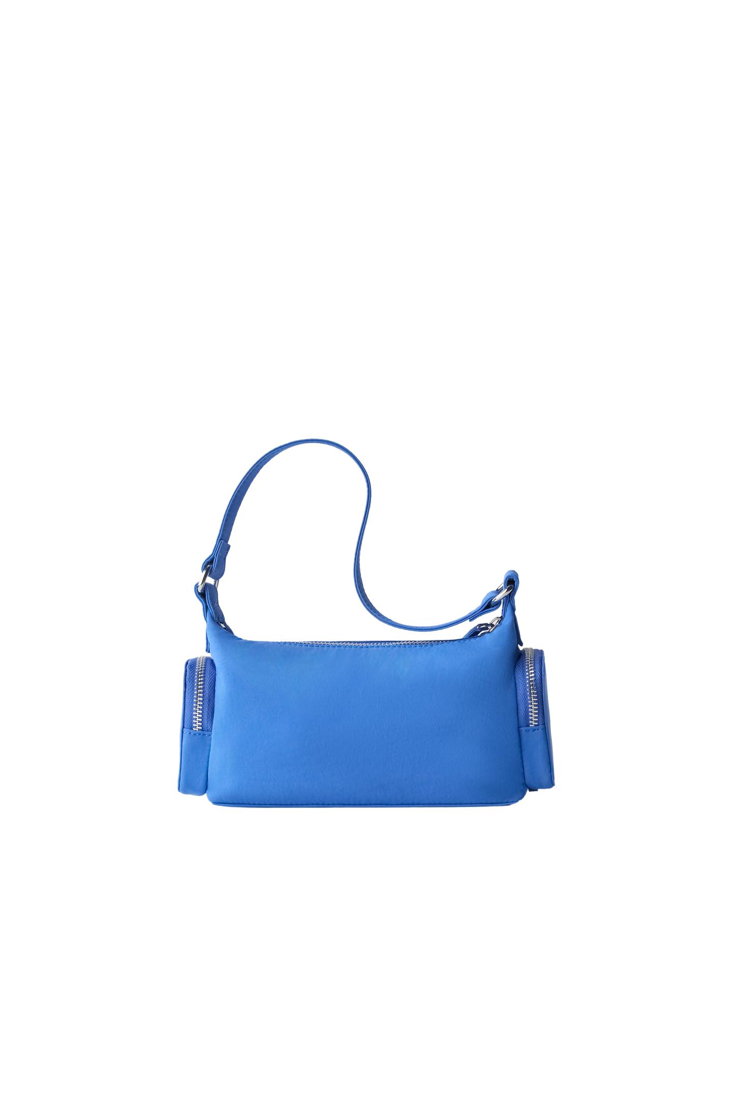 Electric Blue Shoulder Bag with Twin Zip Pockets 2