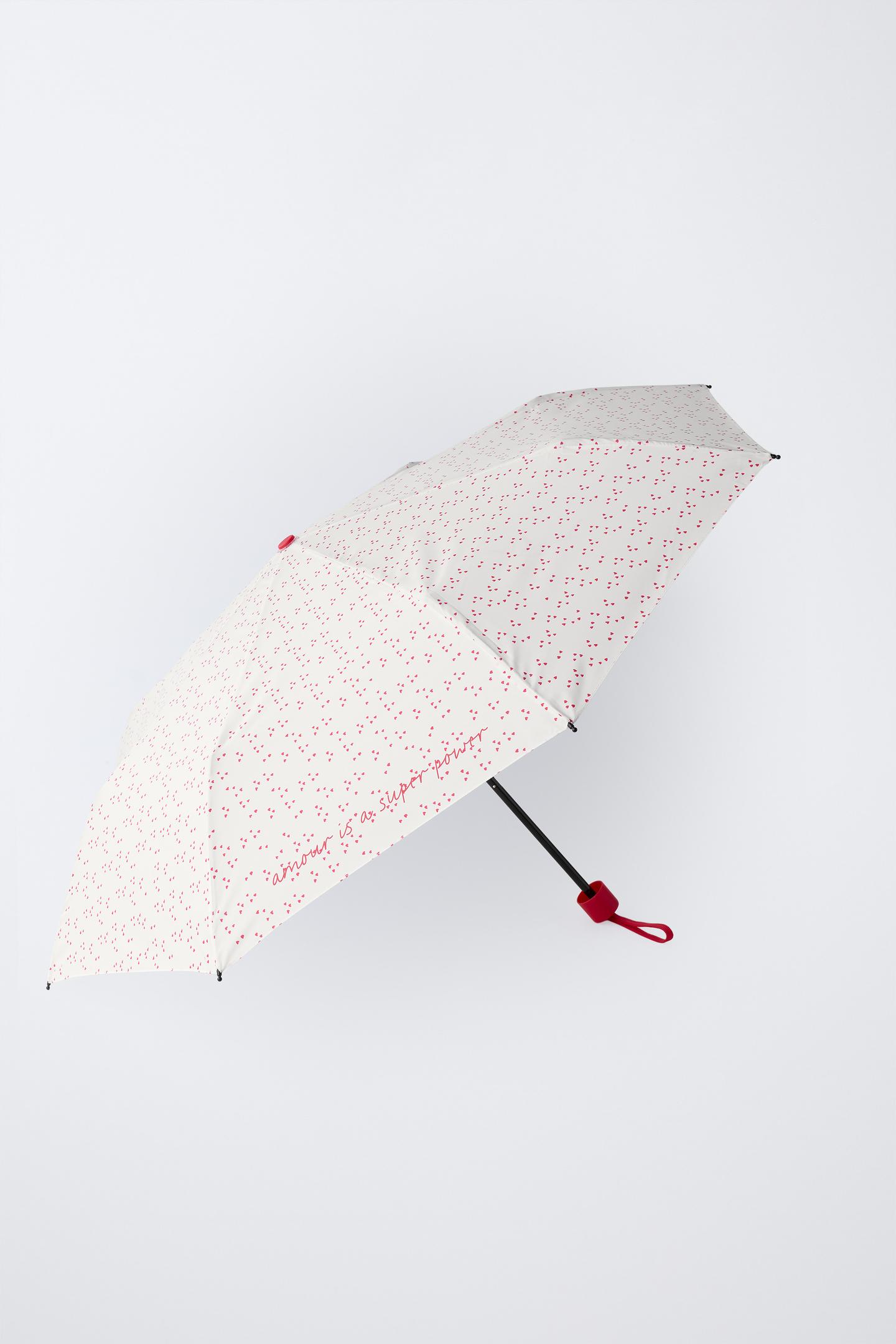 Mini Heart Print Compact Umbrella 2