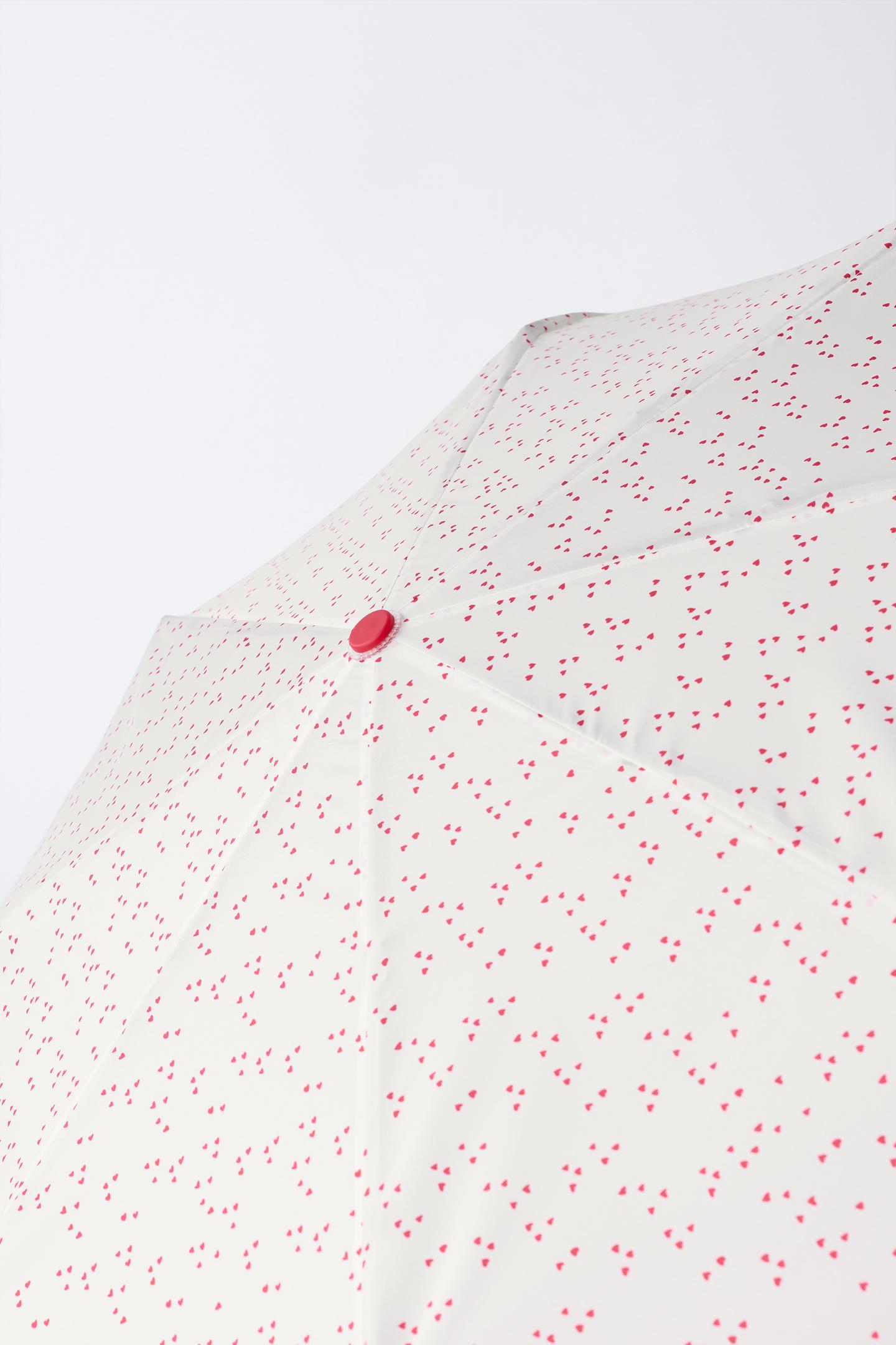 Mini Heart Print Compact Umbrella 3