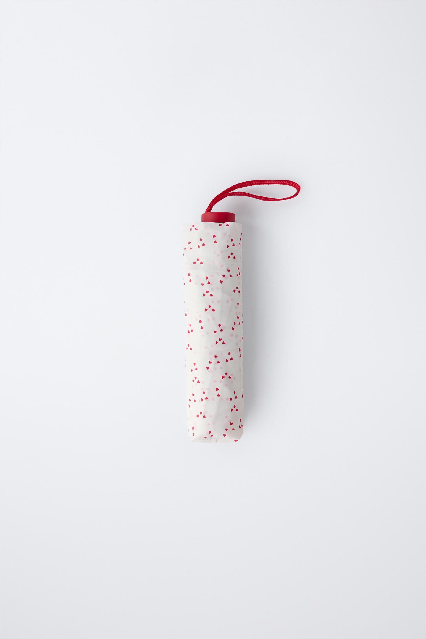 Mini Heart Print Compact Umbrella 5