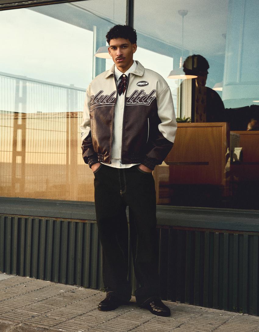 Colour Block Leather Effect Jacket 2