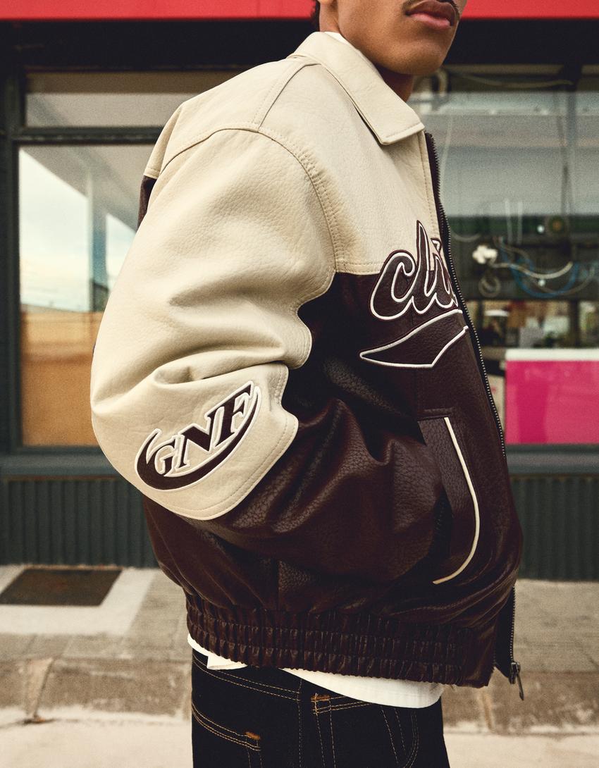 Colour Block Leather Effect Jacket 4