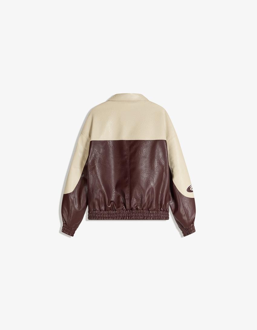 Colour Block Leather Effect Jacket 3