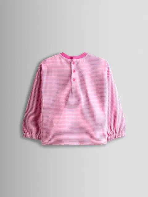 Girls' Pink Striped Unicorn Top 2
