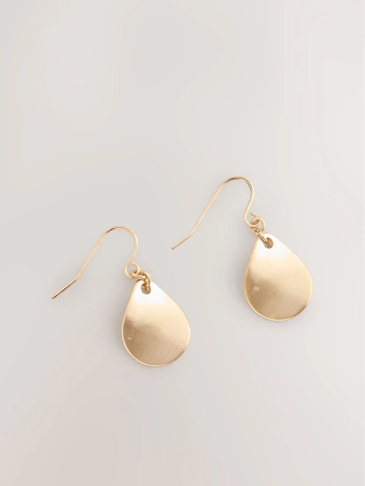 Gold Tone Teardrop Drop Earrings