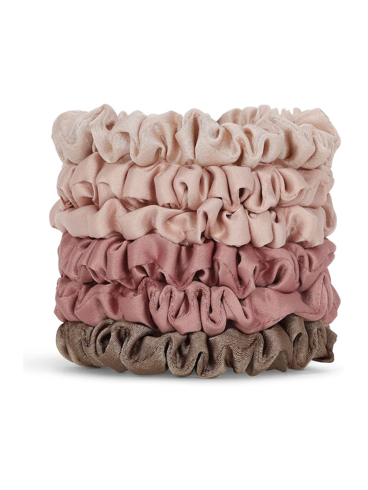 Kitsch Satin Scrunchies 6 Pack – Blush & Mauve 2