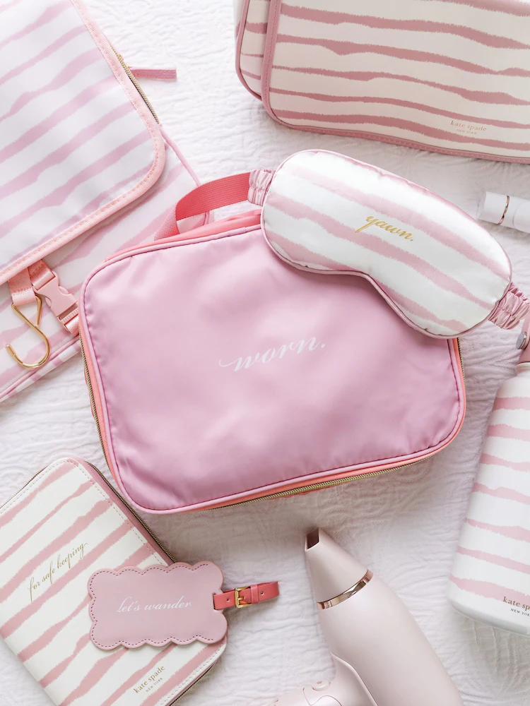 Pink Satin Travel Organiser & Sleep Mask Gift Set