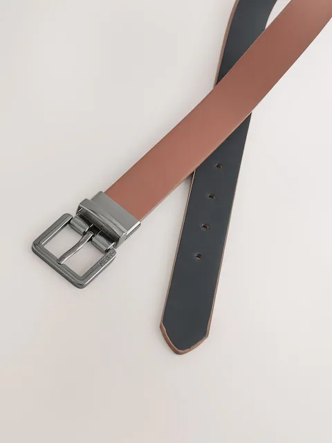 Men's Reversible Black & Tan Belt Set 4