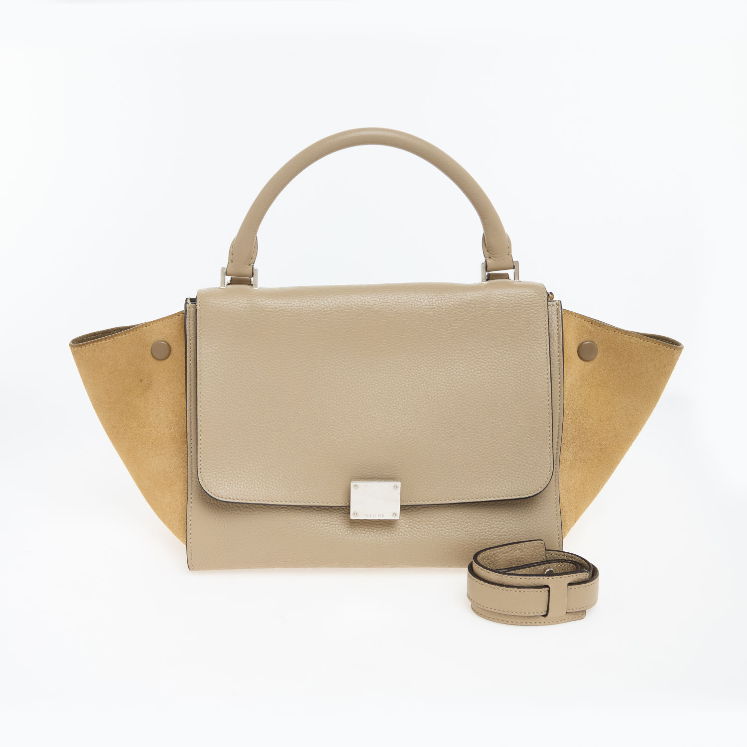 Beige Leather-Style Top Handle & Crossbody Handbag