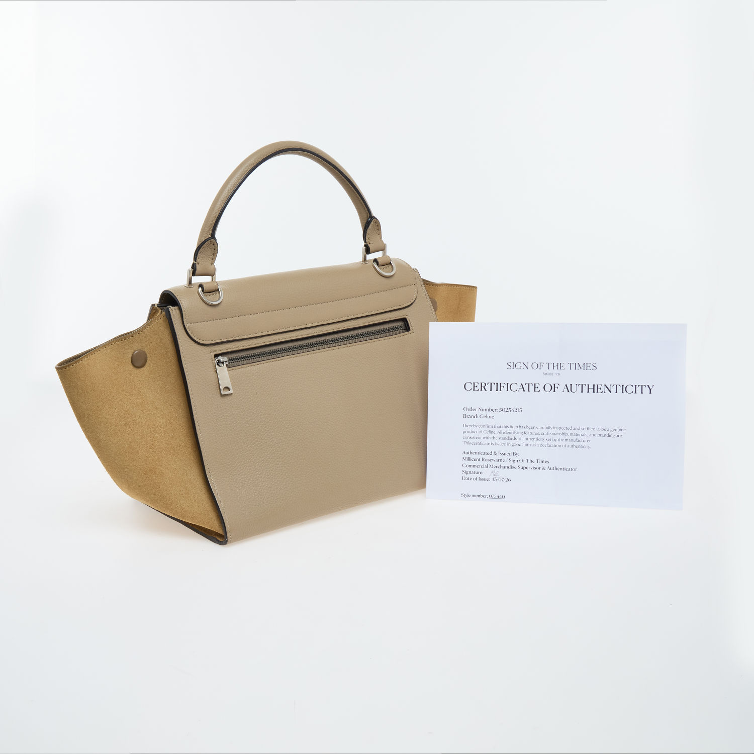 Beige Leather-Style Top Handle & Crossbody Handbag 2