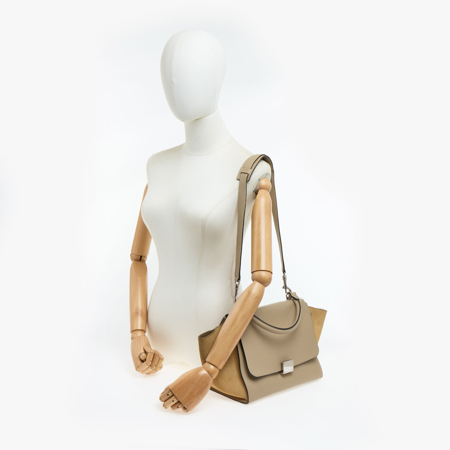 Beige Leather-Style Top Handle & Crossbody Handbag 3