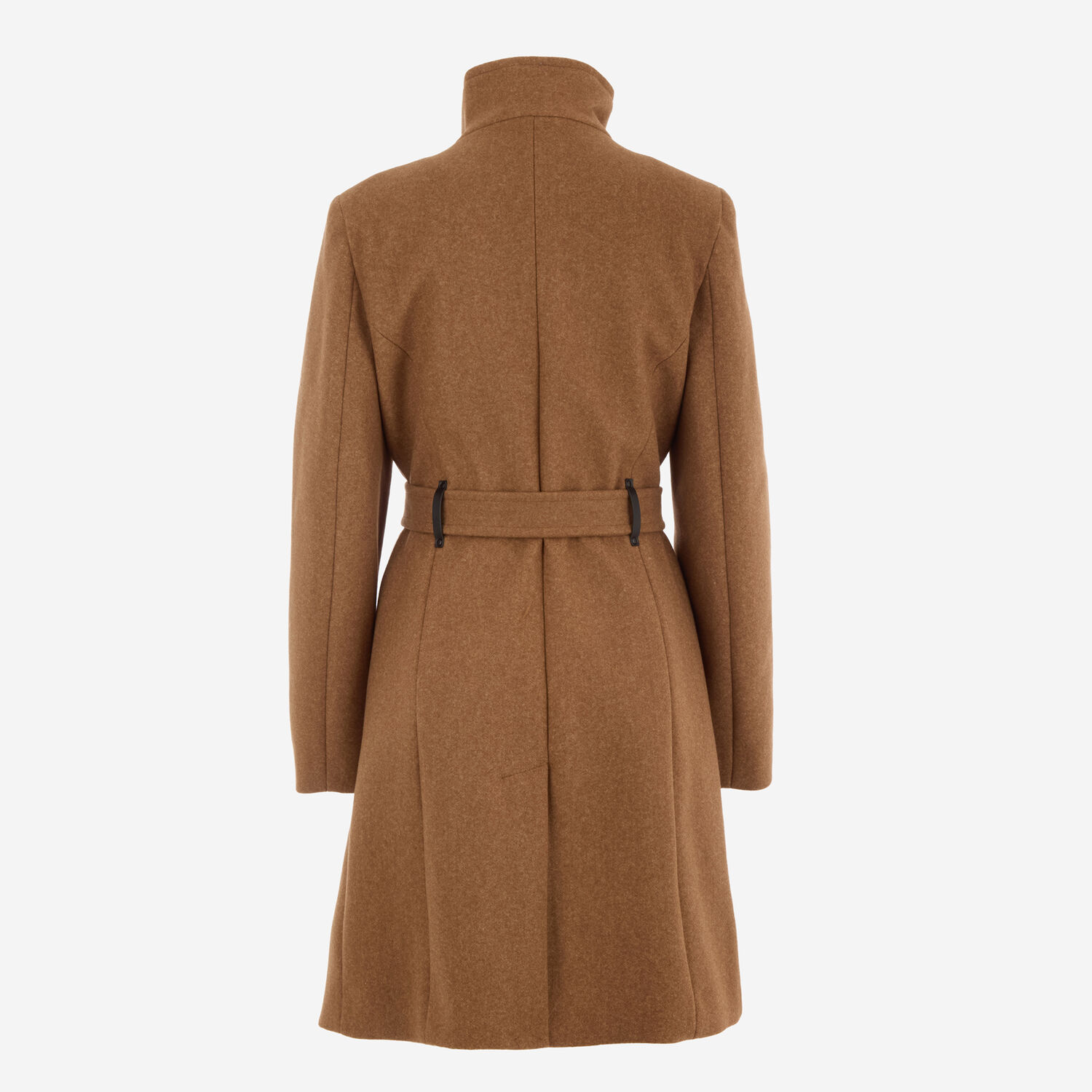 Women's Camel Wrap Zip Belted Coat 2