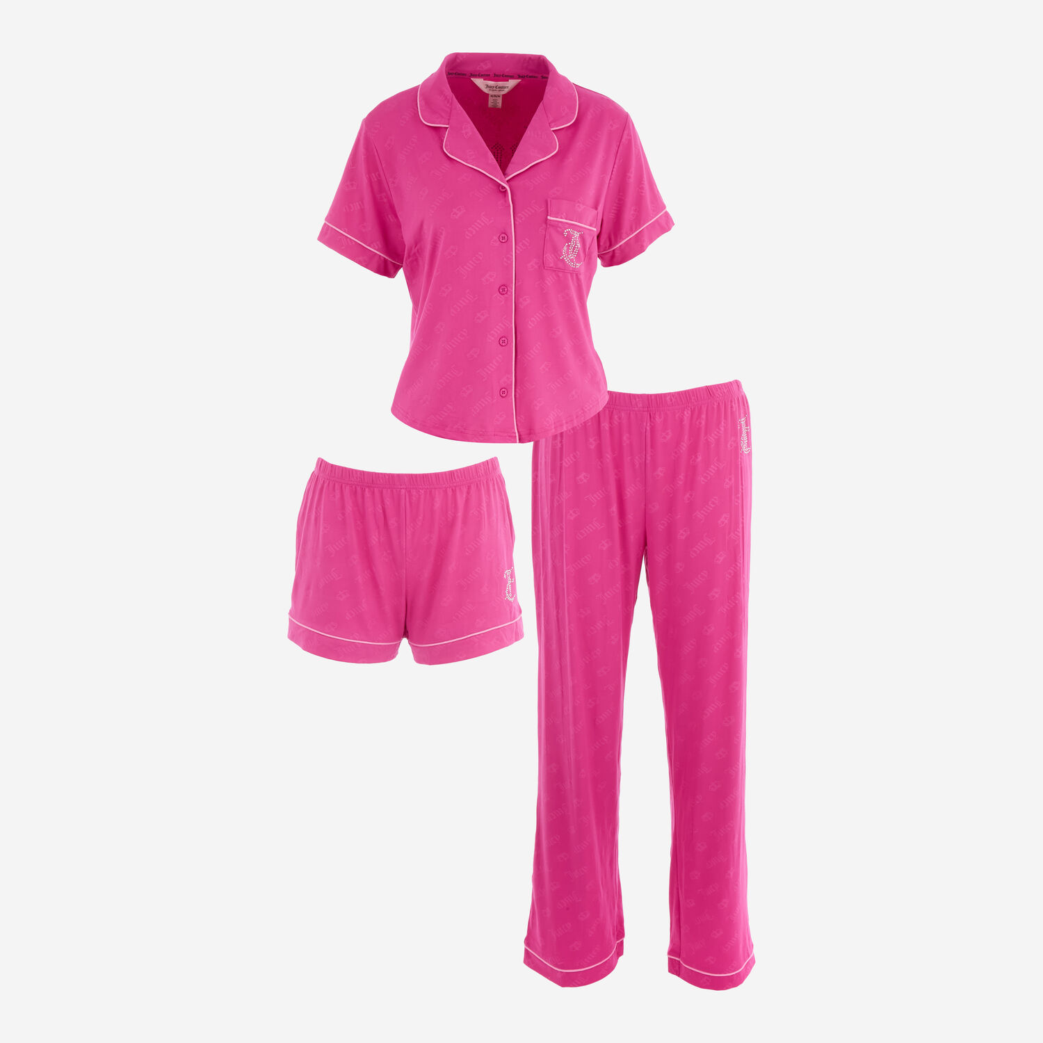 Women's Pink Three-Piece Pyjama Lounge Set