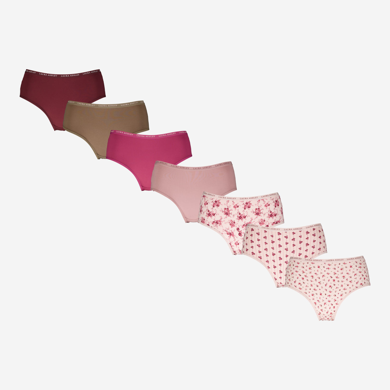 7 Pack Floral & Plain Full Brief Knickers