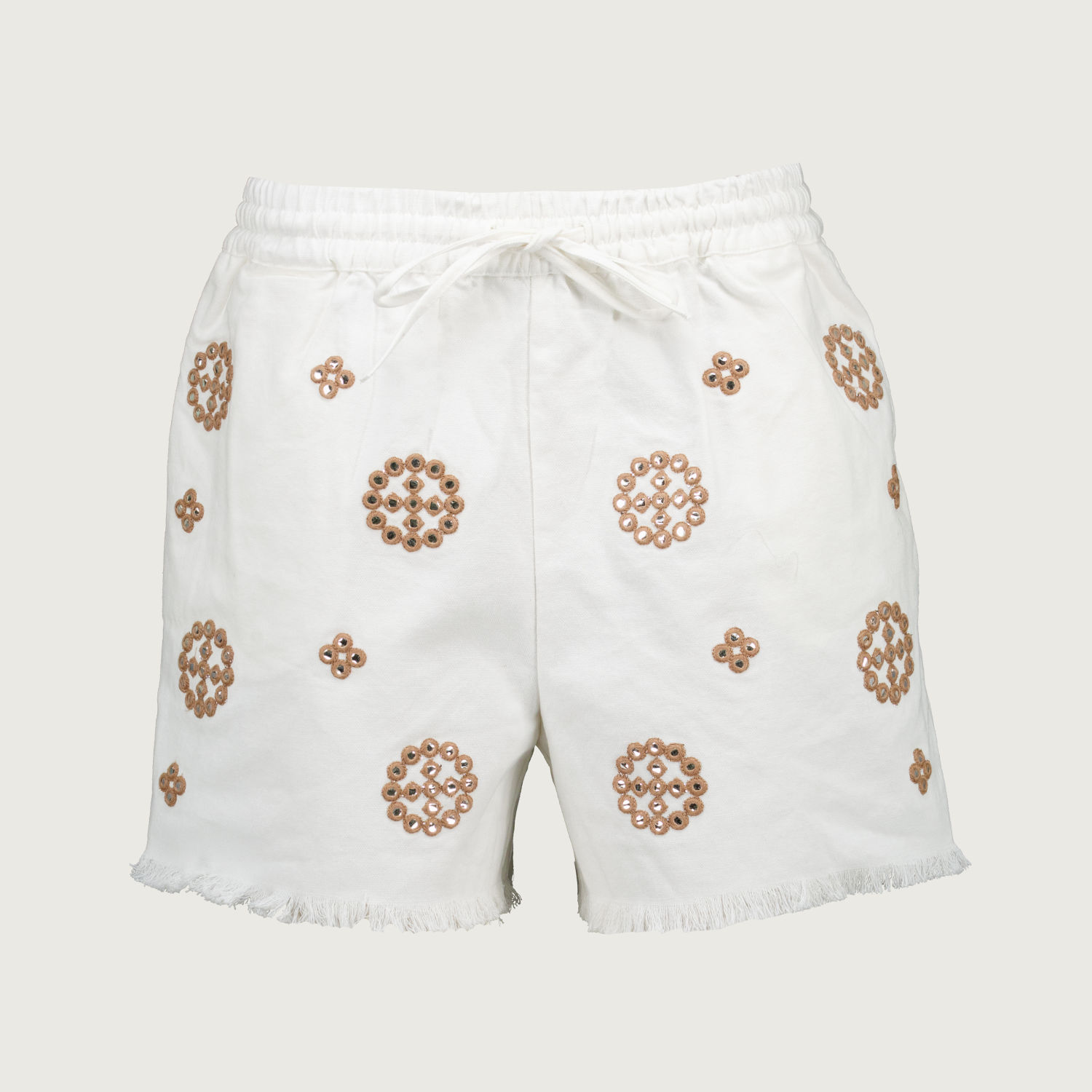 Women's Embroidered Cotton Drawstring Shorts