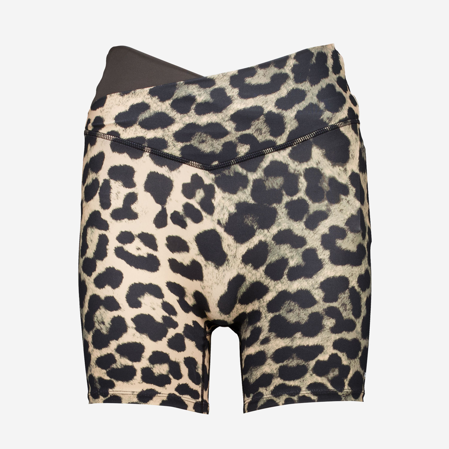 Women's Leopard Print Crossover Waist Cycling Shorts