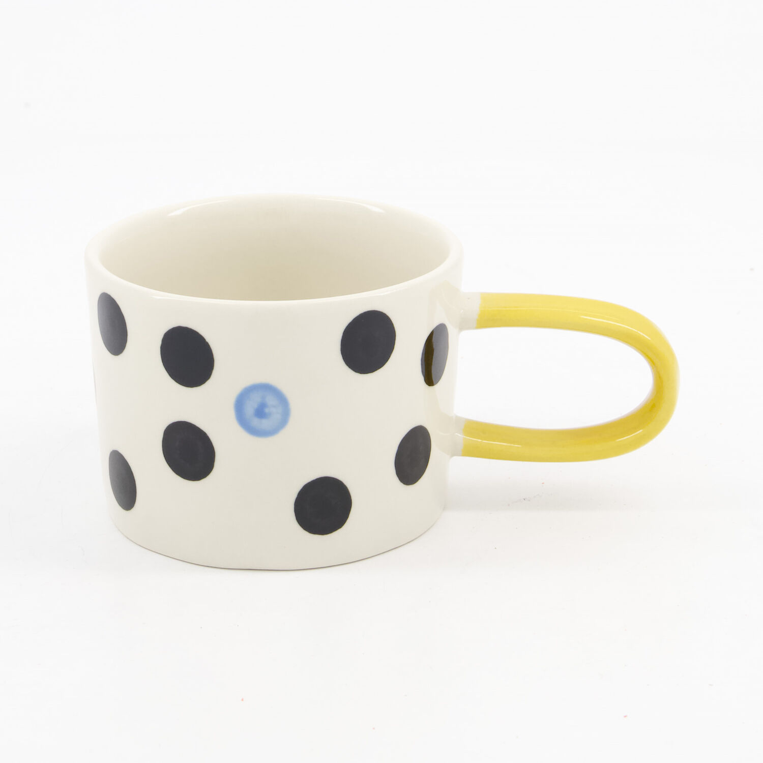 Black Mono Dotty Ceramic Large Handle Mug 7x9.5cm