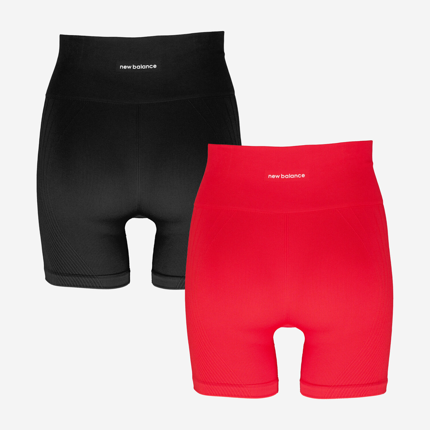  Women's Seamless Ribbed High-Waist Shaping Shorts 2-Pack (Black & Red) 2