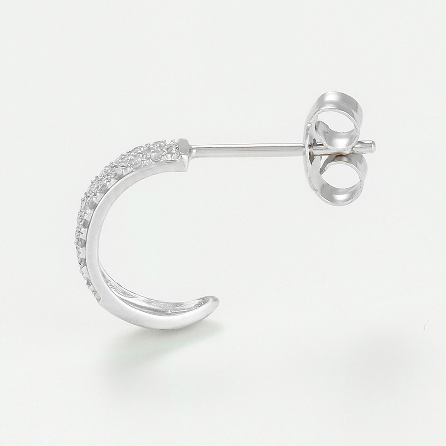 Silver-Tone Crystal Pave Rectangular Hoop Earrings 3
