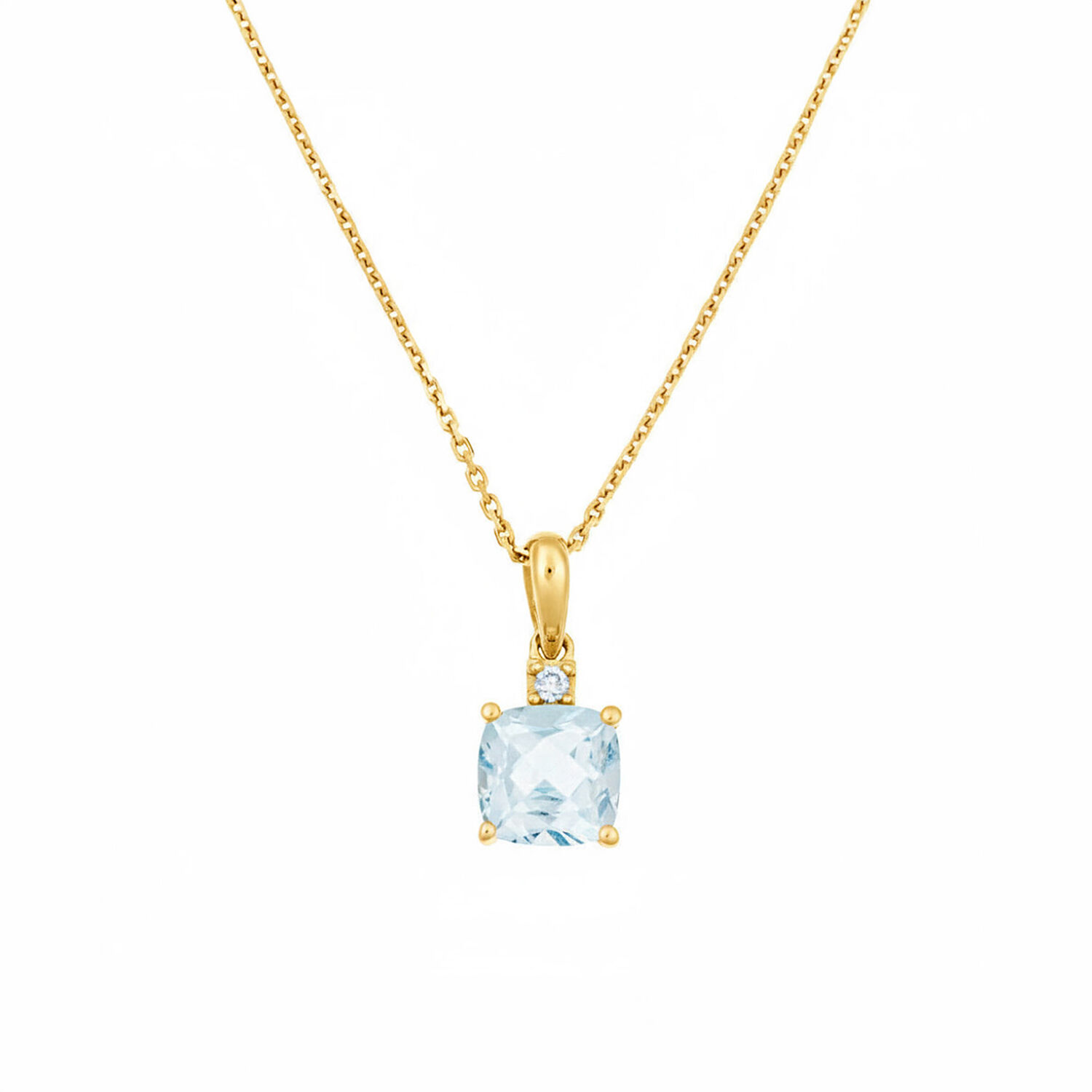 9ct Gold 0.016ct Diamond 1.50ct Blue Topaz Necklace