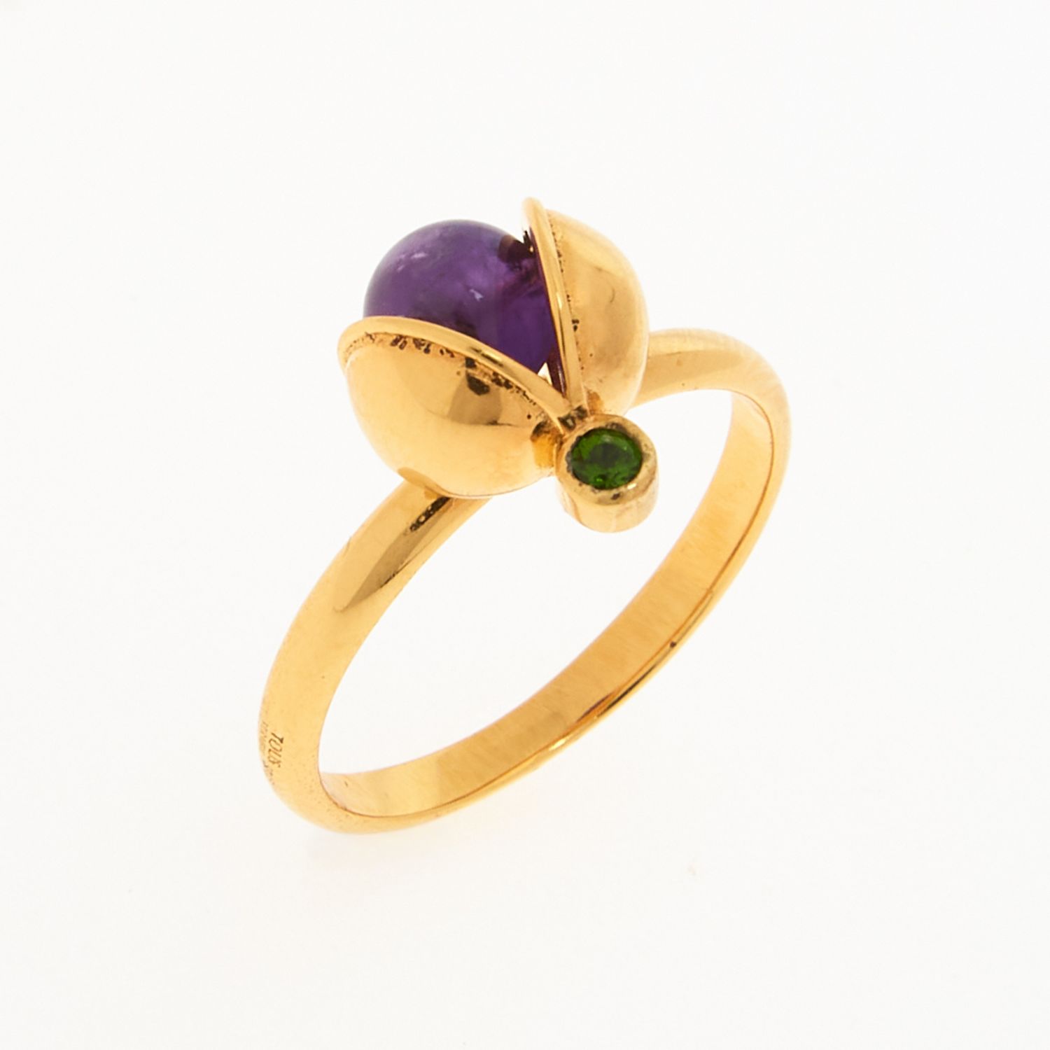 Gold-Tone Floral Gemstone Statement Ring