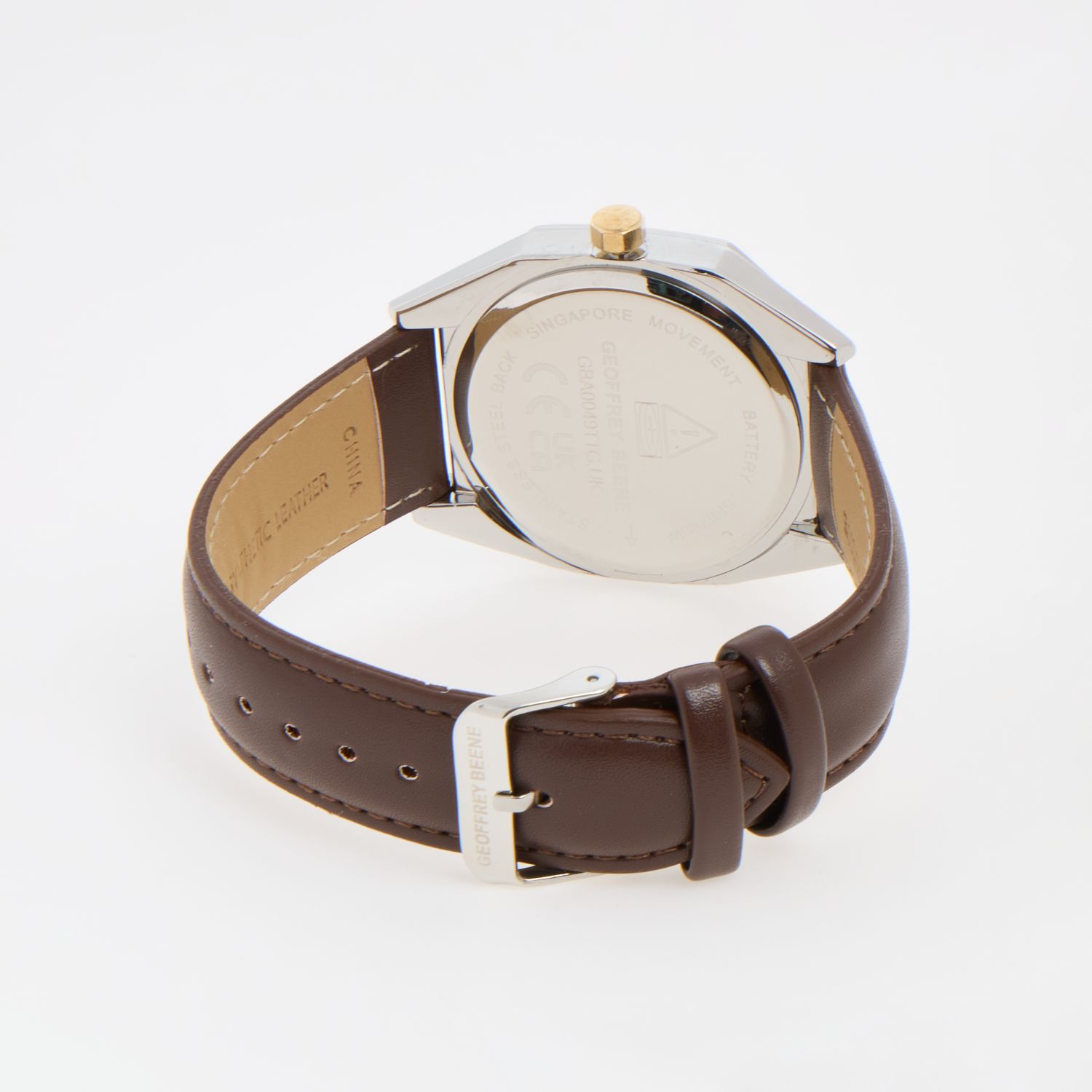 Geoffrey Beene Diamond Green Dial Leather Strap Watch 2