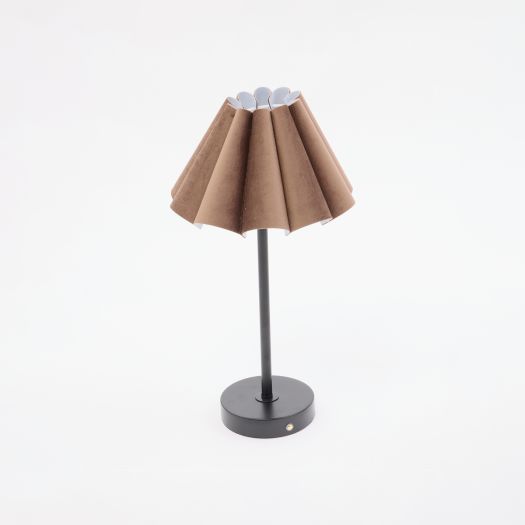 Brown Fluted Shade Rechargeable Table Lamp 43x22cm