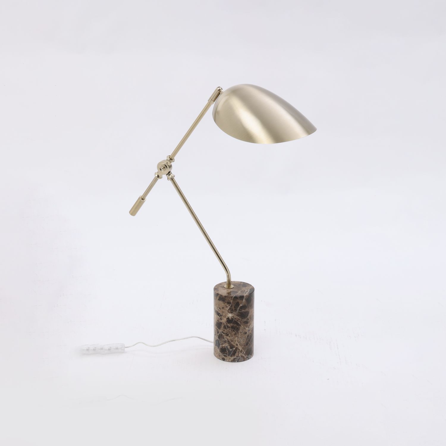 Gold Tone & Brown Marble Base Table Lamp 66x26cm