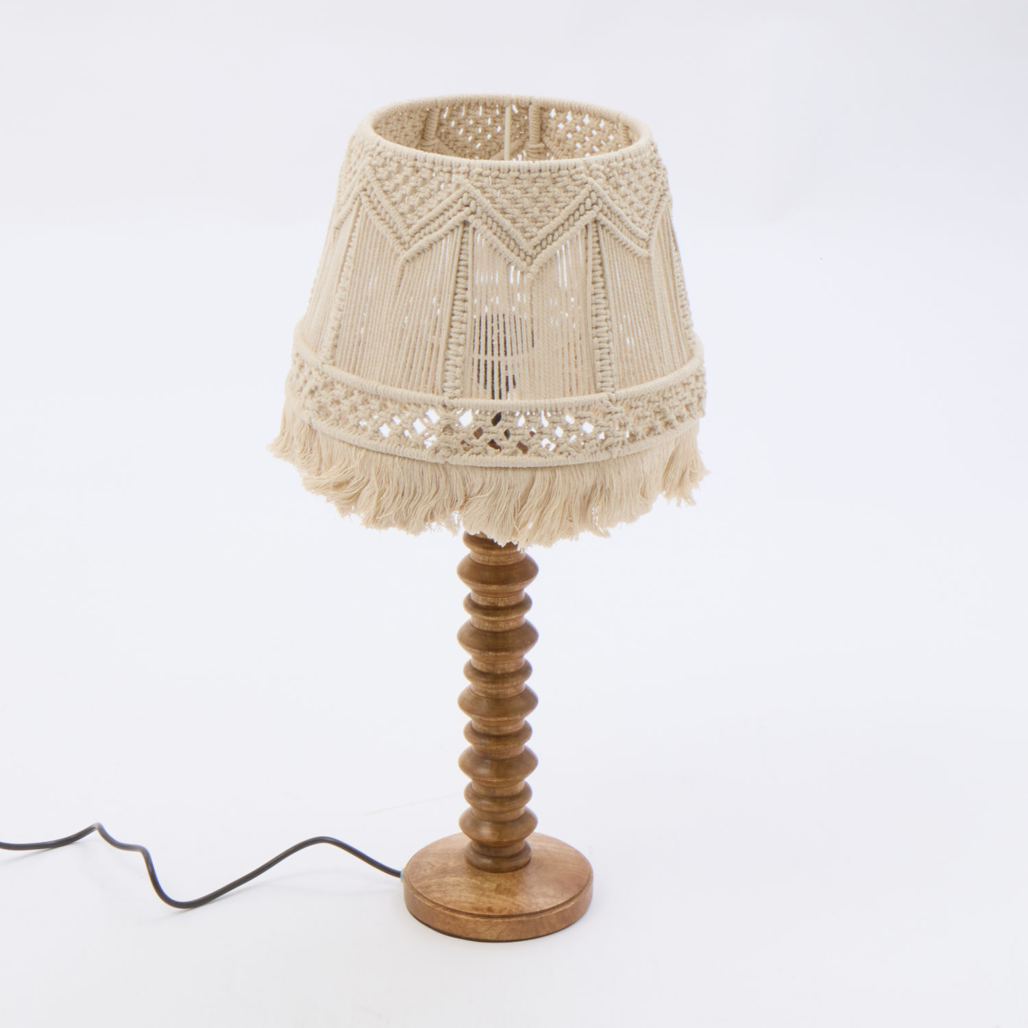 Wooden Crochet Sahd Table Lamp 62x29cm