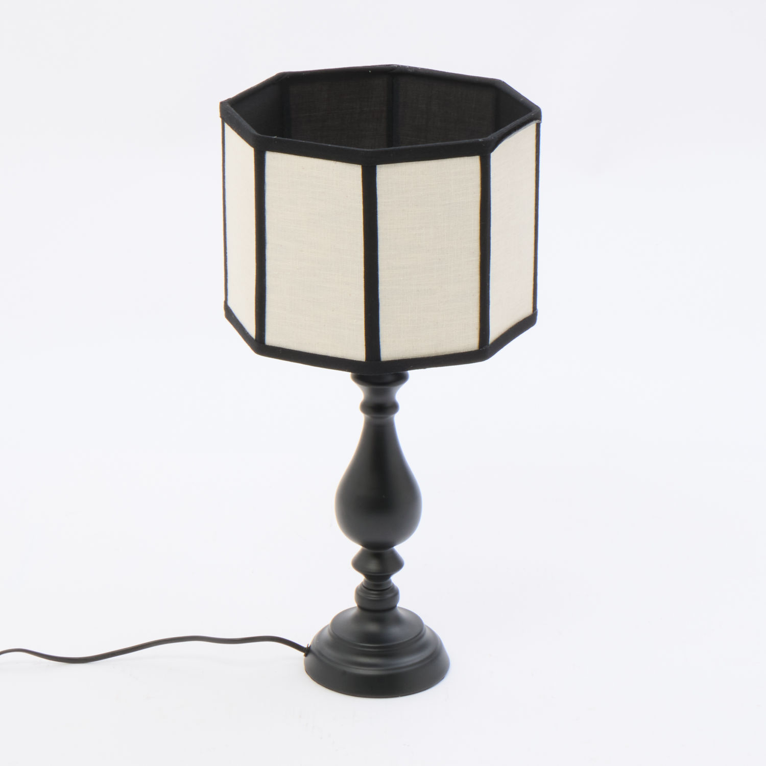 Black & Cream Octagonal Table Lamp 52x26cm