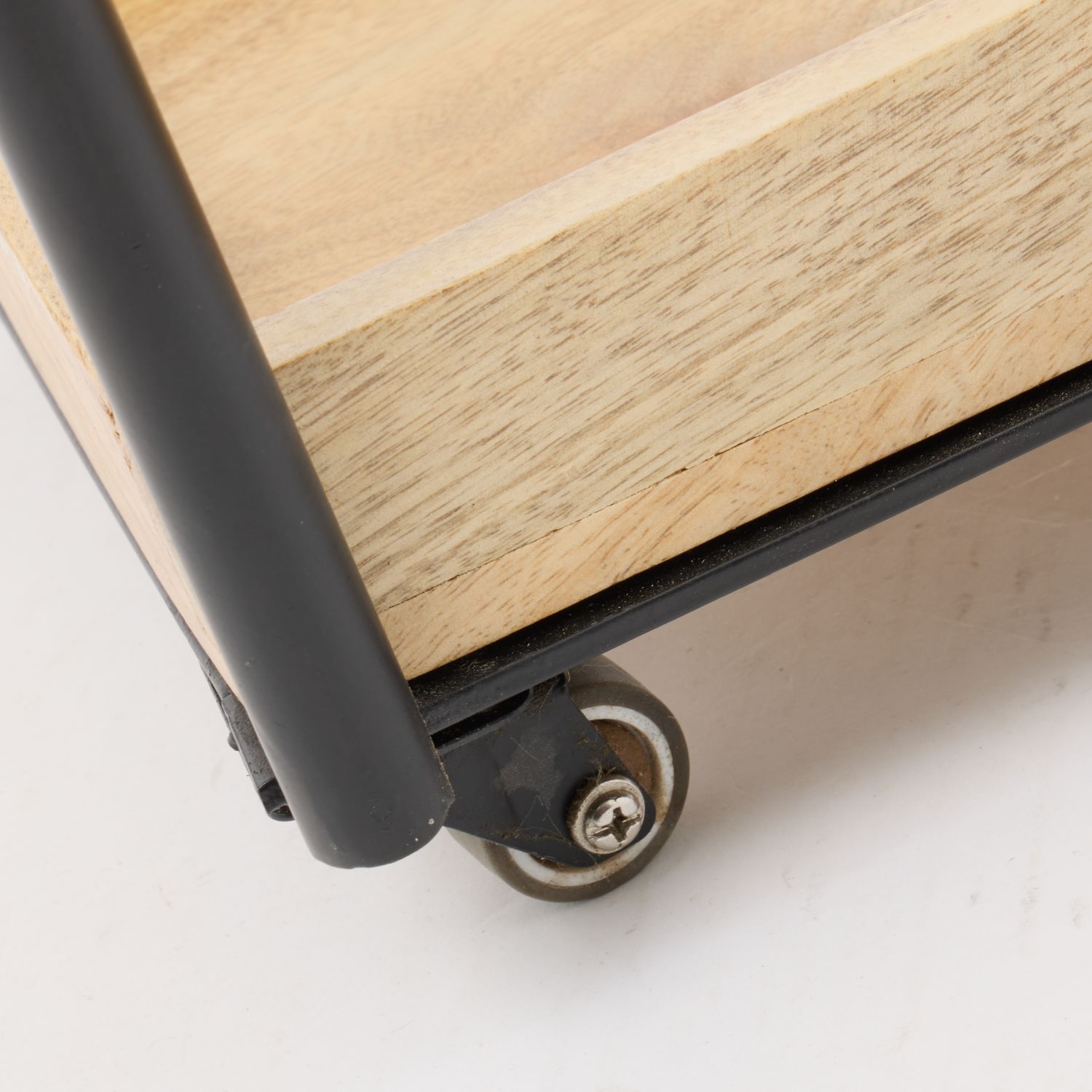 Black Three Tier Wooden Shelf Trolley 80x45cm  3