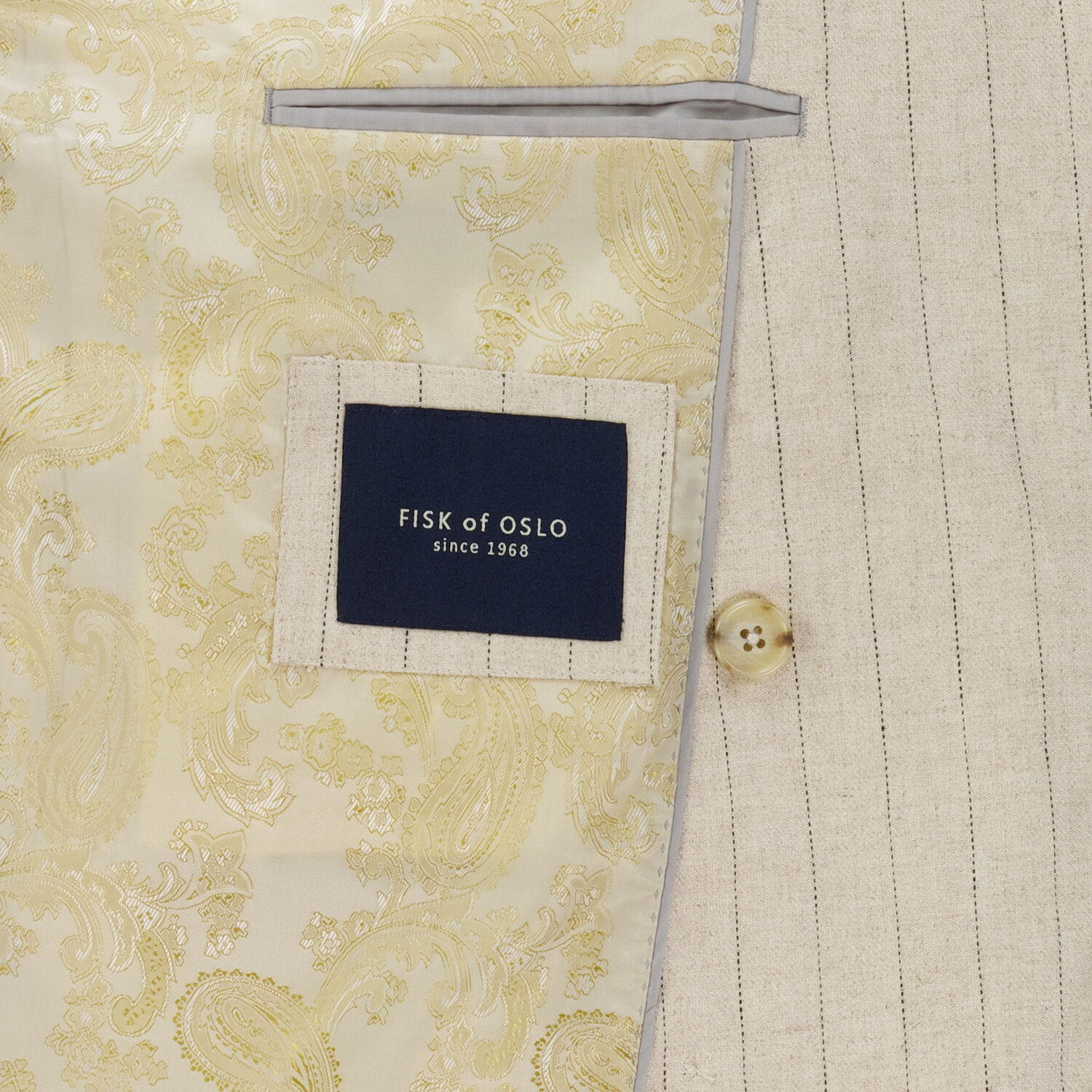 Cream Linen Blend Pinstripe Blazer 3
