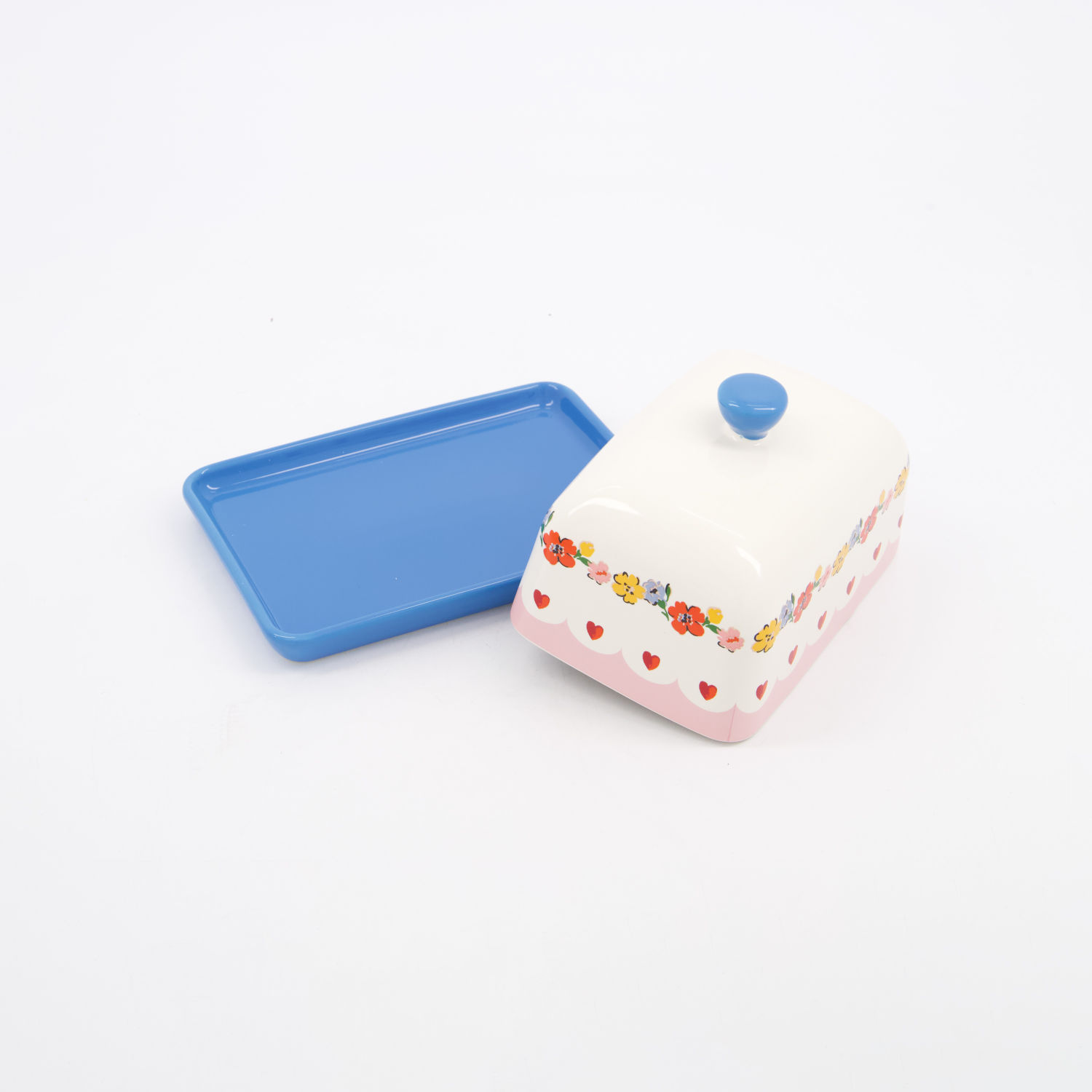 White Stoneware Floral Butter Dish 7x16cm 2