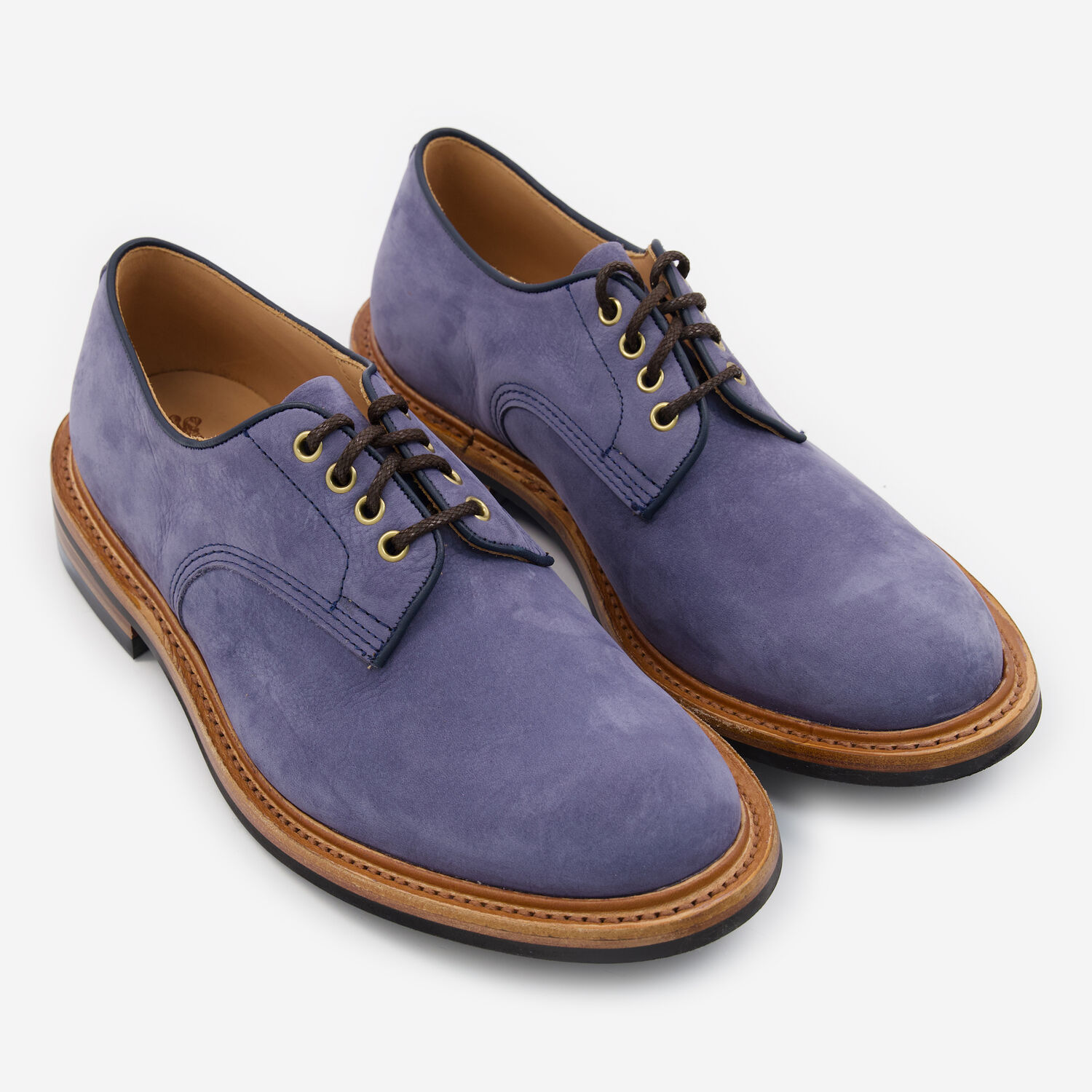 Blue-Grey Nubuck Leather Derby Shoes