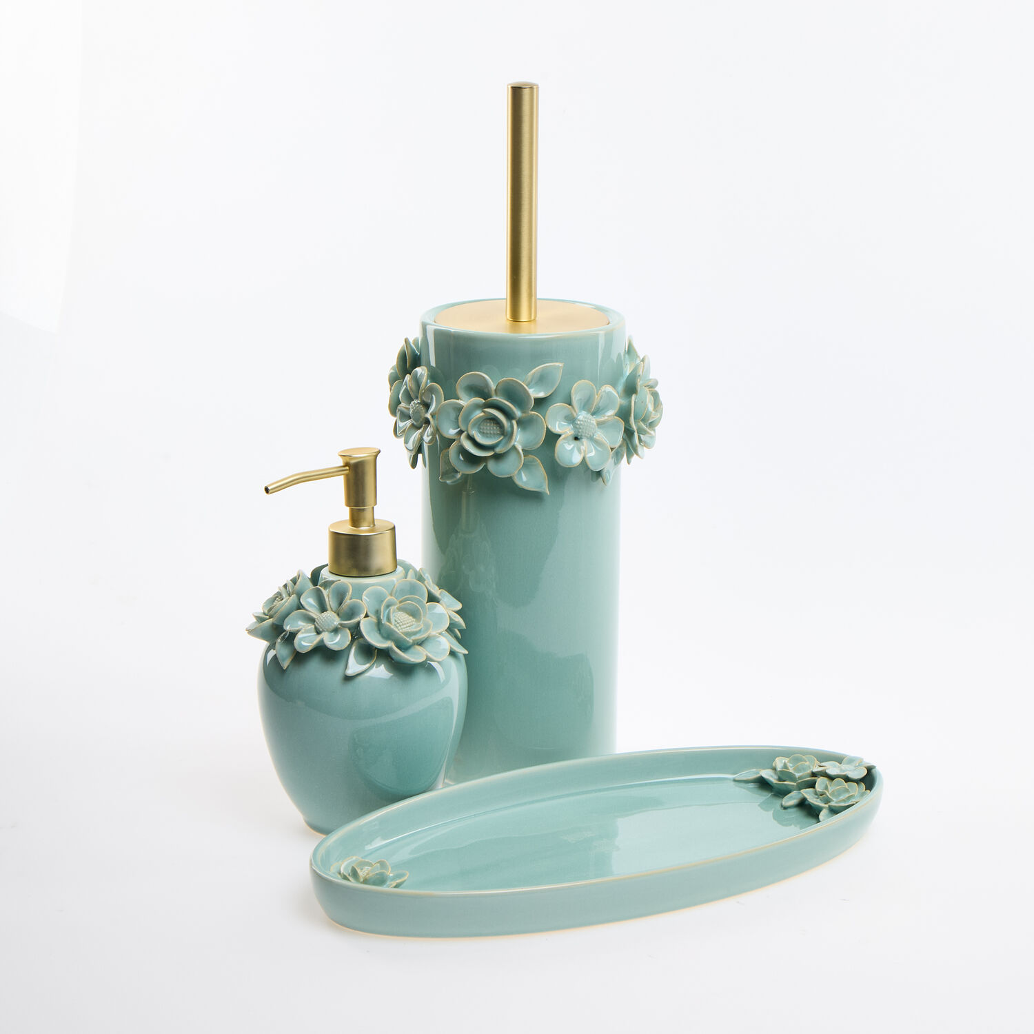 Aquatic Green Florella Basin Accessories