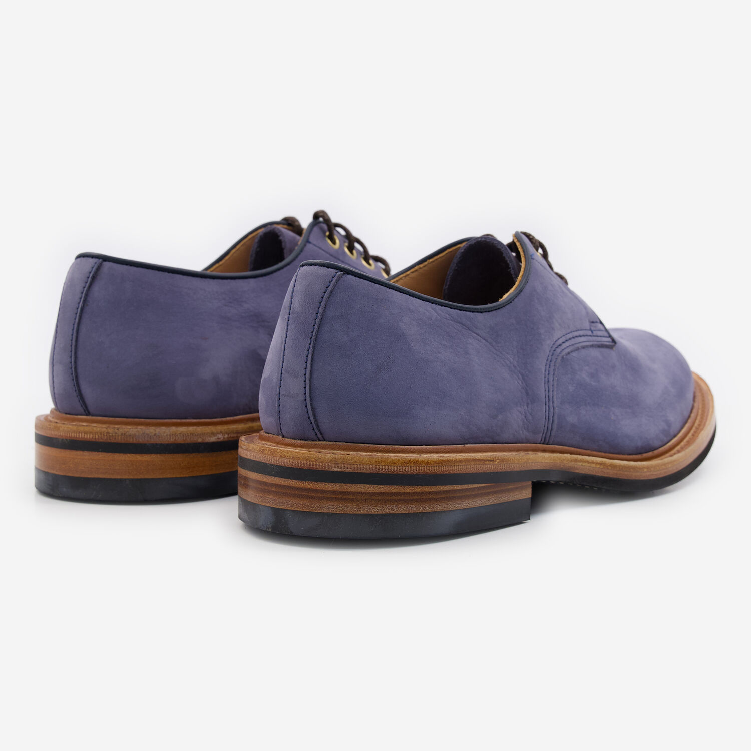 Blue-Grey Nubuck Leather Derby Shoes 2