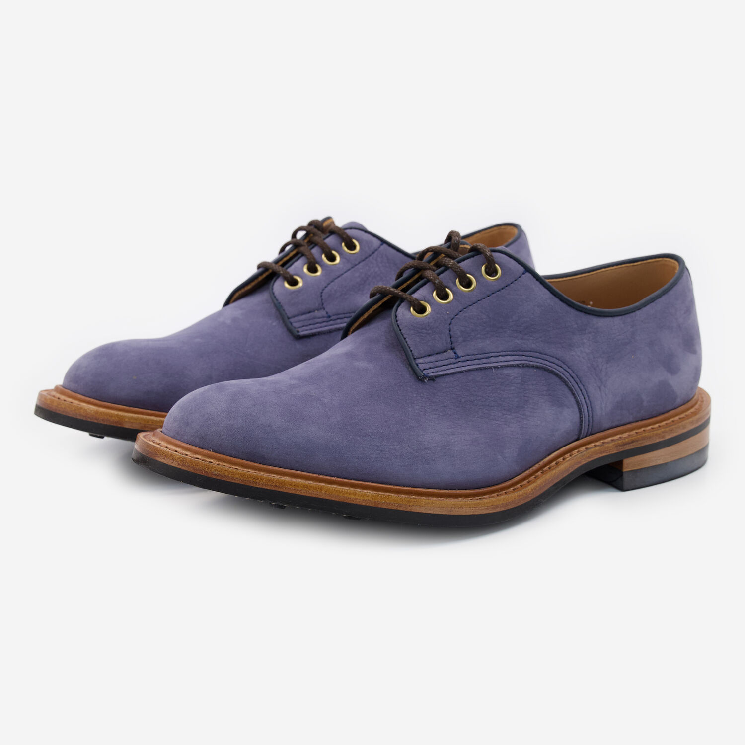 Blue-Grey Nubuck Leather Derby Shoes 3