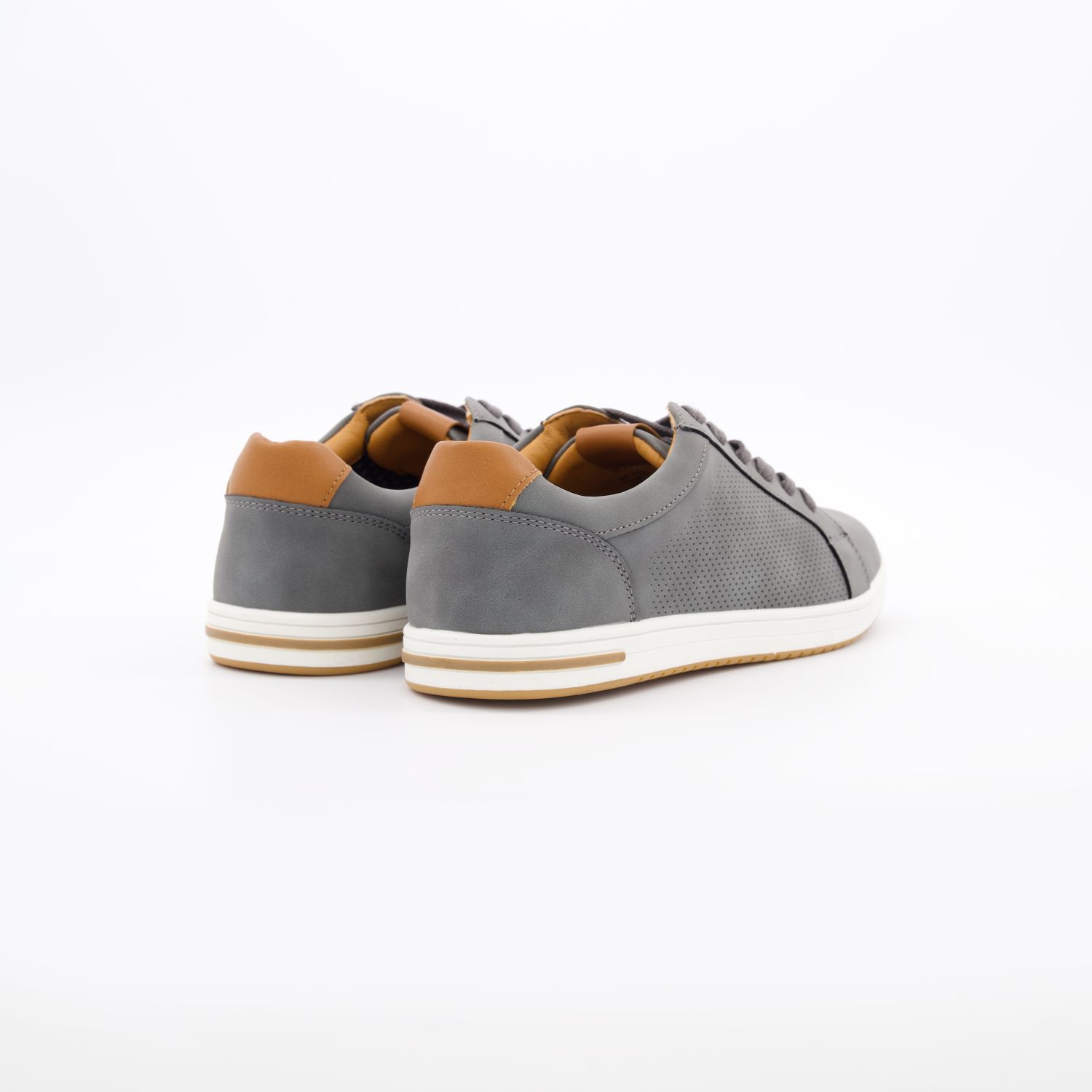  Grey & Tan Faux Leather Tezzy Trainers 2