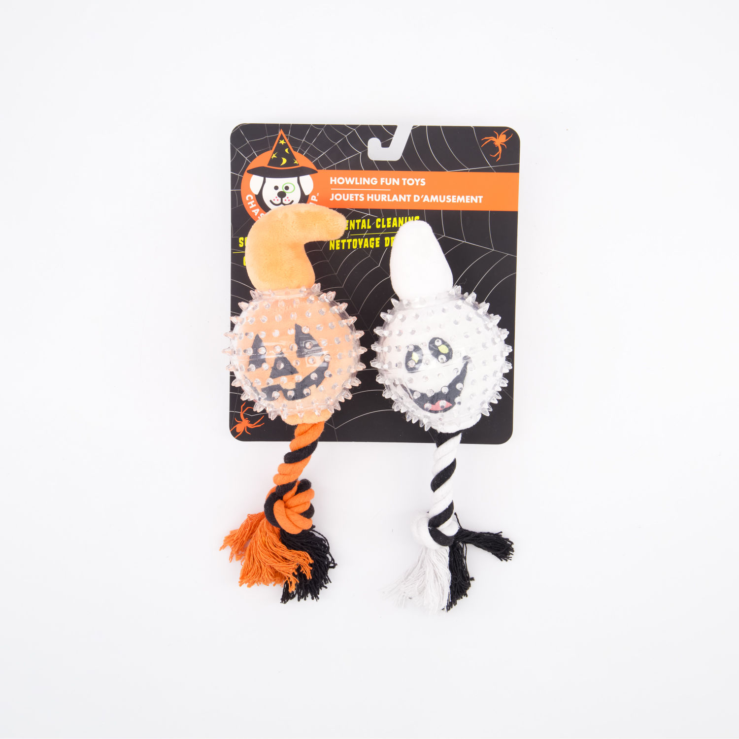 Two Pack Orange & White Halloween Tug Dog Toys 26x9cm